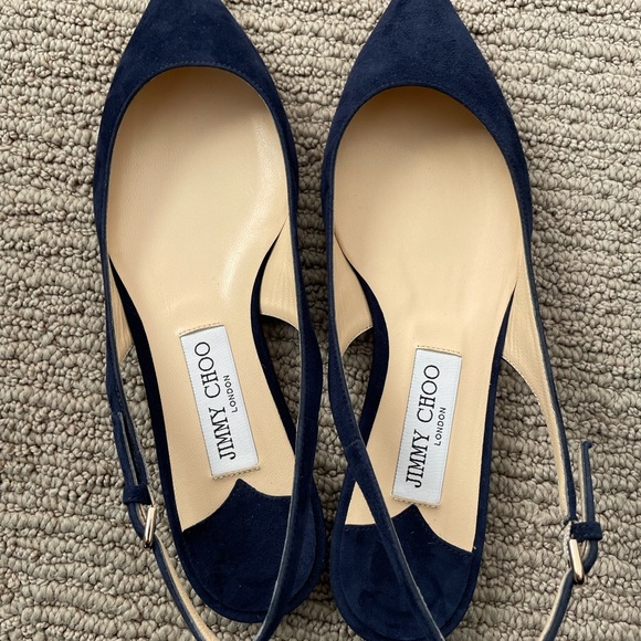 Brand new, navy suede, Jimmy Choo Erin flats. - Picture 3 of 11